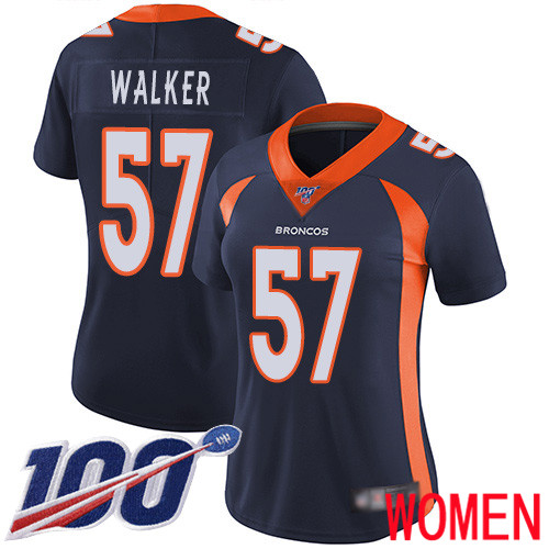 Women Denver Broncos 57 Demarcus Walker Navy Blue Alternate Vapor Untouchable Limited Player 100th Season Football NFL Jersey